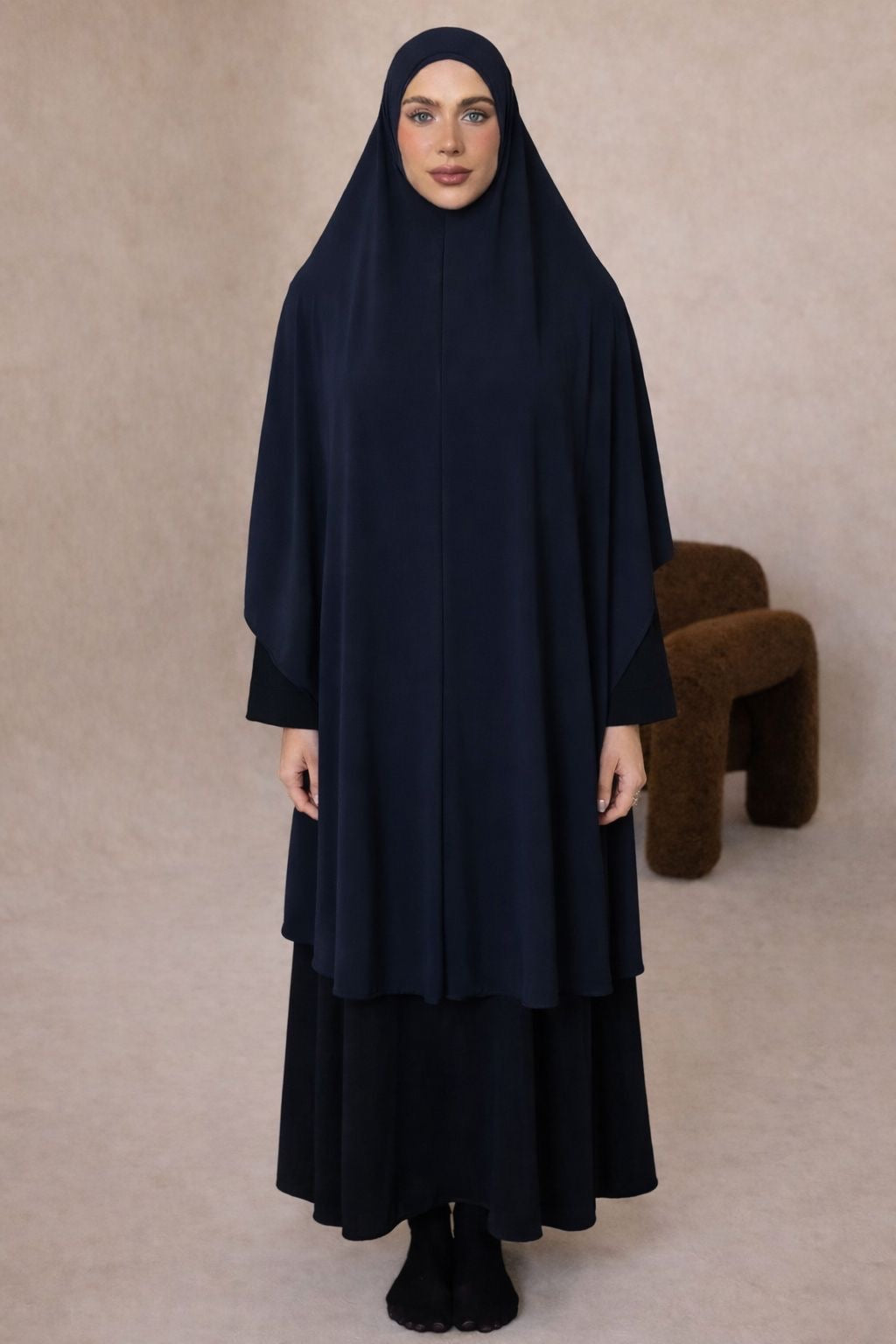 Extra Long Sleeveless Cut Jelbab (Navy)
