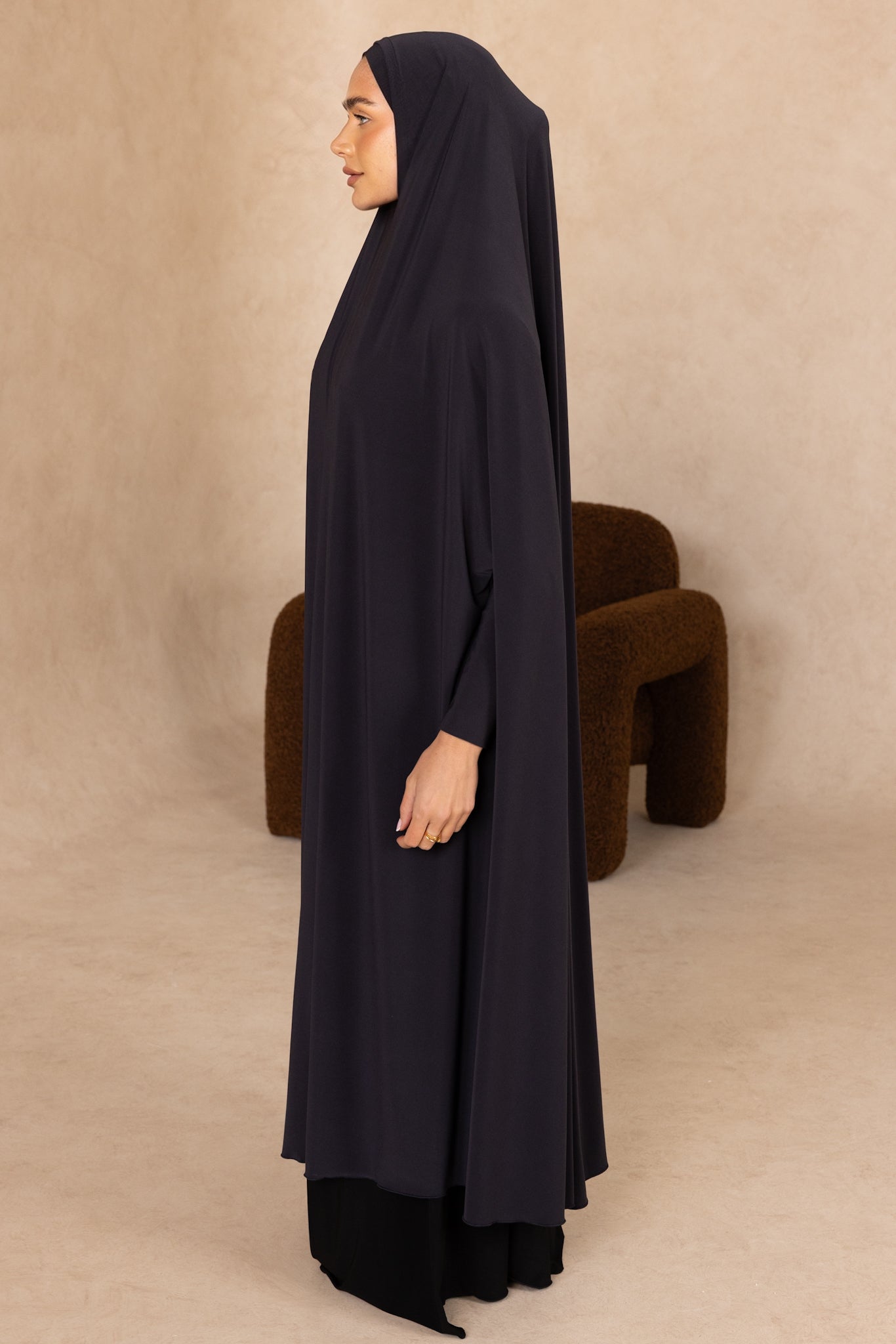 Long Length Sleeved Jelbab (Charcoal)