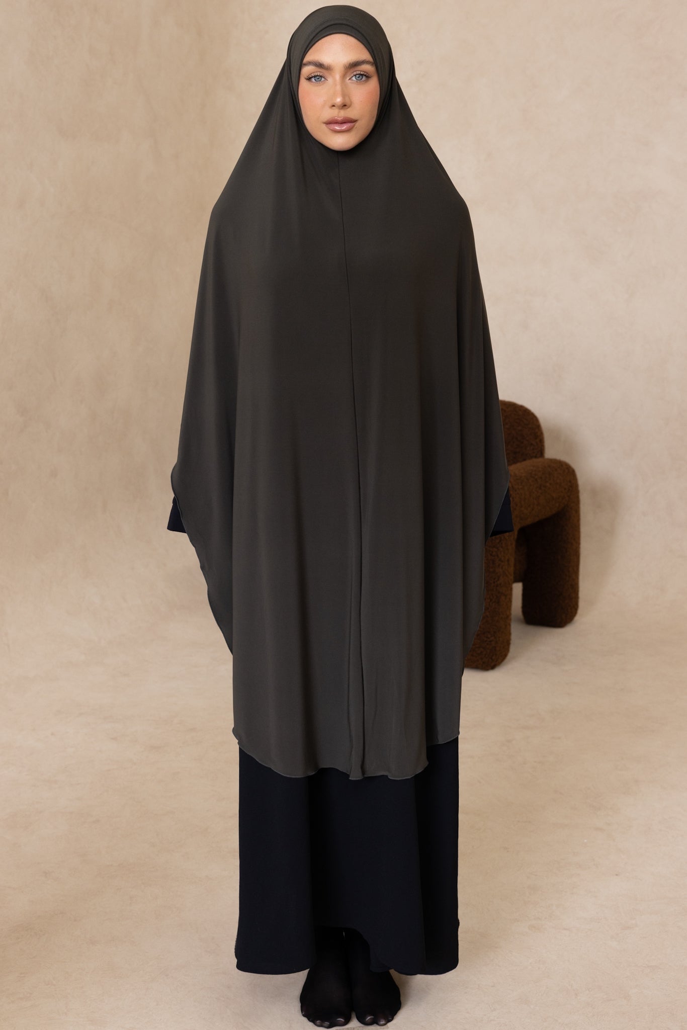 Extra Long Sleeveless Cut Jelbab (Khaki)